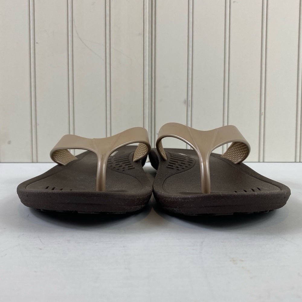 Okabashi‎ Marina Women’s Open Toe Synthetic Brown Gold Thong Sandals (M/L) - Picture 9 of 11